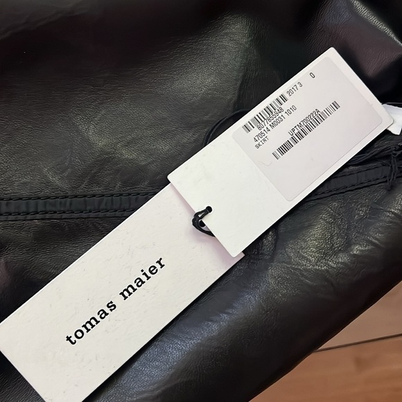 Tomas Maier Sz 0 Black Leather Midi Skirt New with Tags - Picture 8 of 9